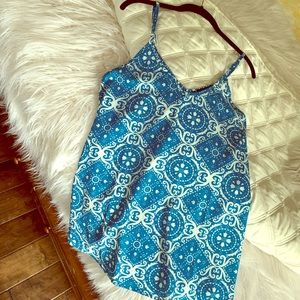 V-neck floral boho spaghetti strap teal blouse